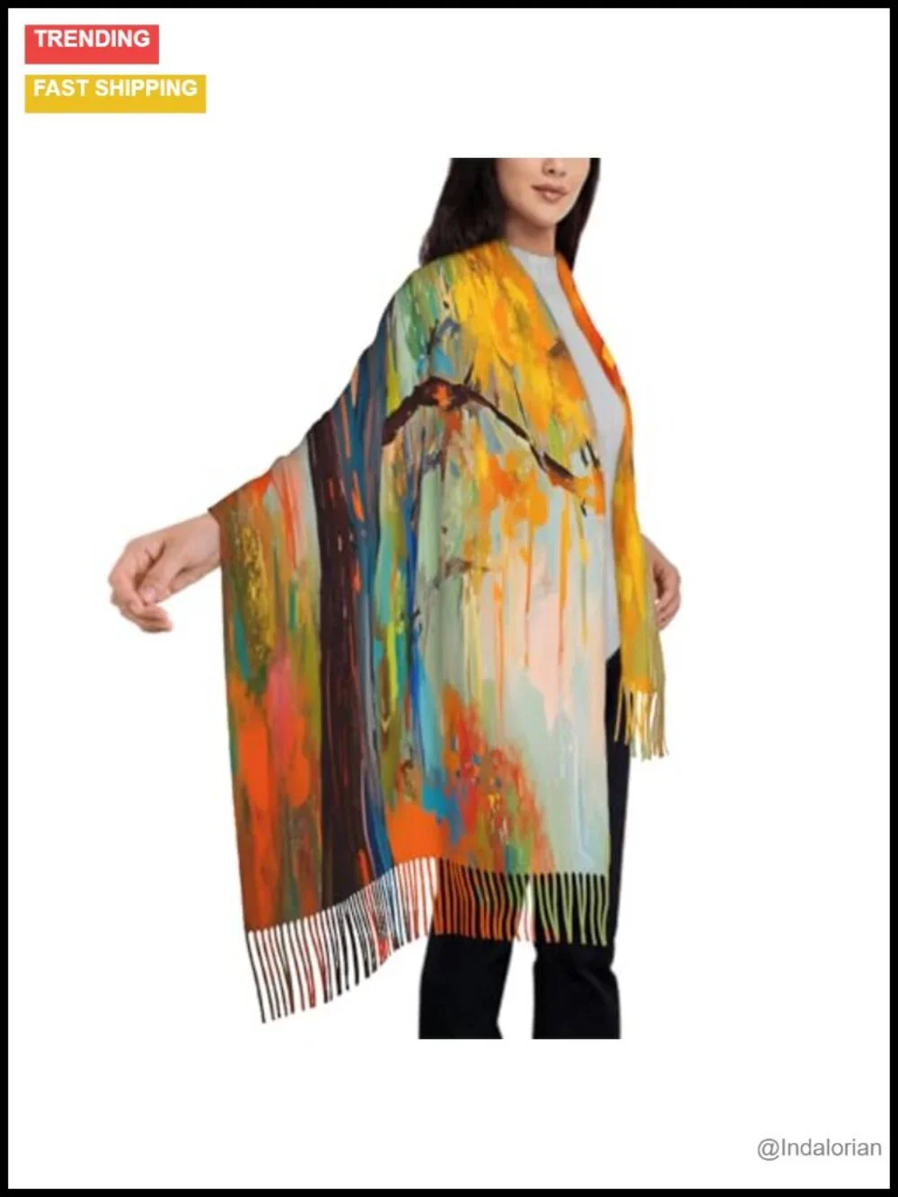 Oversized Blanket Scarf Faux Cashmere Soft Tassel Shawl Wrap Women